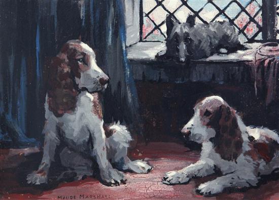 § Maude Marshall (1877-1967) Scottie and two Spaniels, 9.5 x 13.5in.